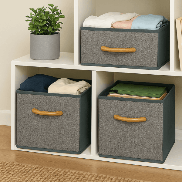 Canasto Plegable Con Asa De Madera 30x40x28 Cm Canasto Plegable Con Asa De Madera 30x40x28 Cm