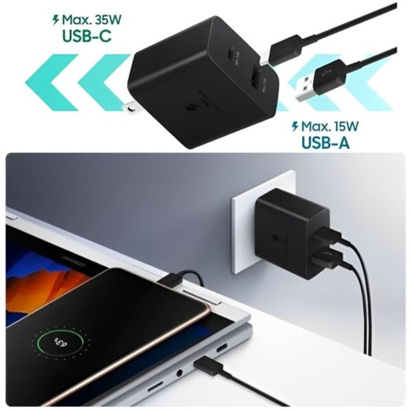 Cargador Rápido Doble de 35W Samsung _ USB-C Cargador Rápido Doble de 35W Samsung _ USB-C