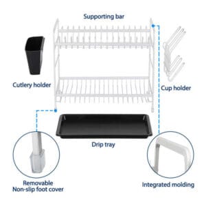 Escurridor de Aluminio Roma – 2 Pisos con Bandeja, Portacubiertos y Extensión - vista 2