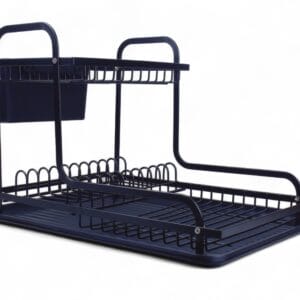 Escurridor de Platos Milan Negro – Aluminio con Portacubiertos | 46x32x23,3 cm