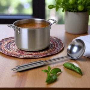 Cucharón De Acero Para Sopa – Resistente Y Ergonómico - vista 3