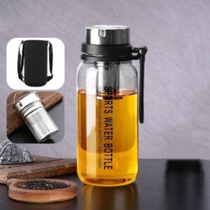 Botella De Vidrio 1 Litro Con Funda Protectora – Diseño Moderno Y Resistente - vista 2