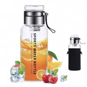 Botella De Vidrio 1 Litro Con Funda Protectora – Diseño Moderno Y Resistente