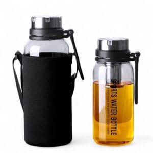Botella De Vidrio 1 Litro Con Funda Protectora – Diseño Moderno Y Resistente - vista 3