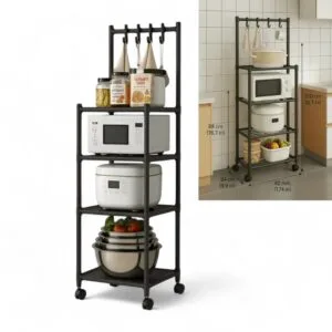 Organizador de Acero con Ruedas 4 Pisos – Práctico, Resistente y Multifuncional