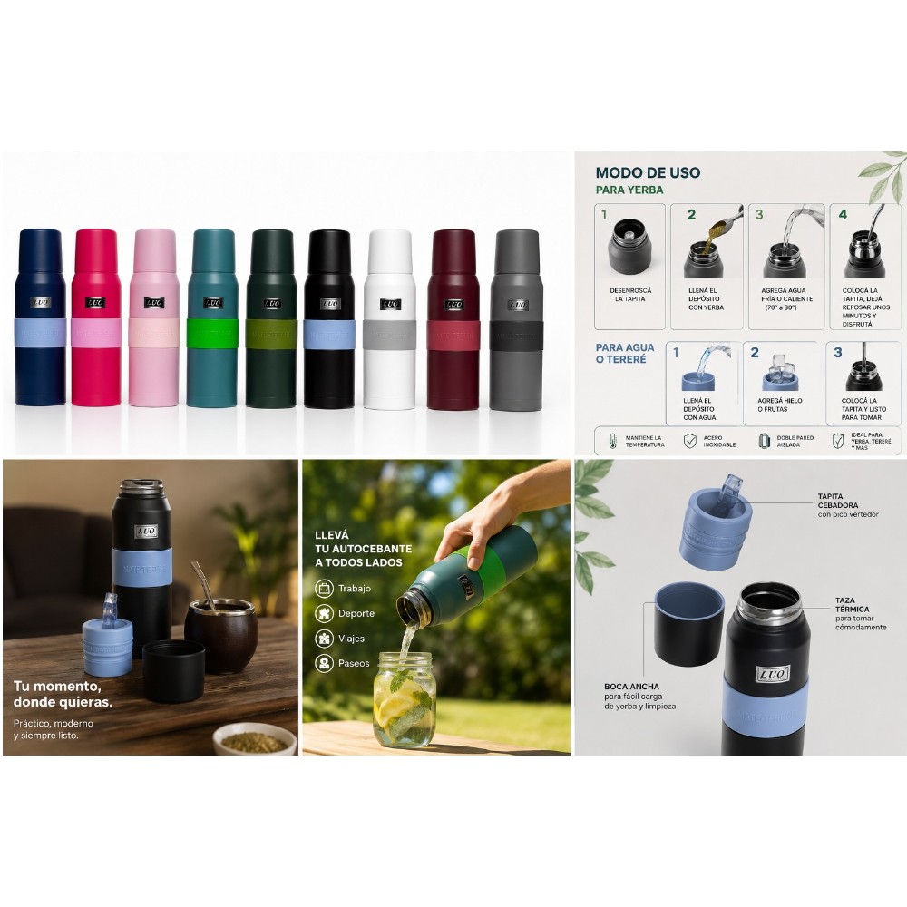 Termo Autocebante De Acero Inoxidable – 1000 Ml - vista 2