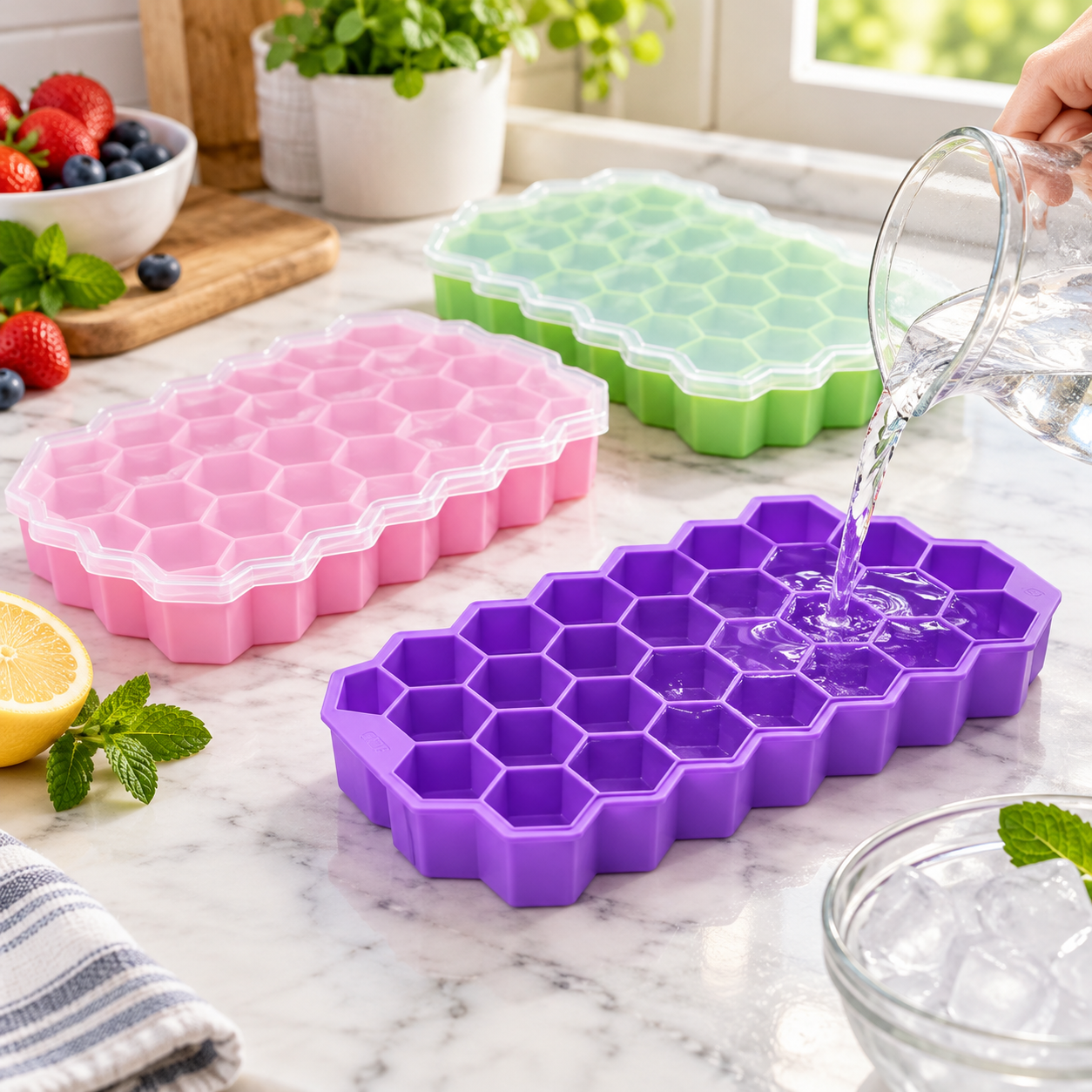 Cubetera de silicona con tapa – práctica, flexible y duradera