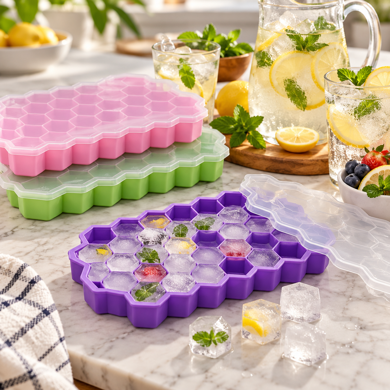 Cubetera de silicona con tapa – práctica, flexible y duradera