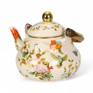 Pava Enlozada Pájaro – Diseño Floral Con Detalles Dorados