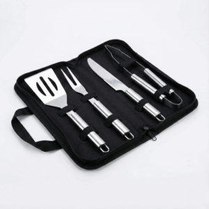 Set Parrillero 4 Piezas de Acero Inoxidable con Estuche