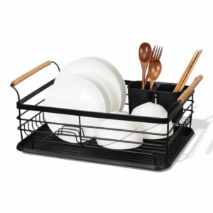 Escurridor Cuadrado Negro con Mango de Madera