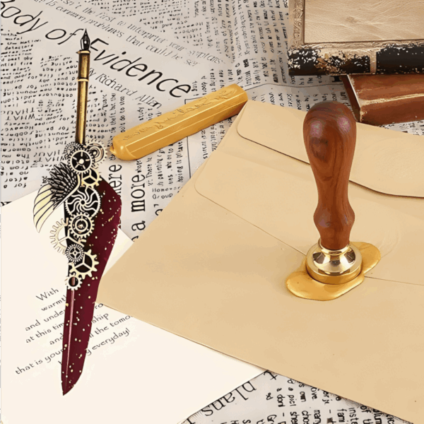 Set Caligrafía Pluma, Tinta y Sello de Cera - Estuche de regalo | Kit caligrafía Set Caligrafía Pluma, Tinta y Sello de Cera - Estuche de regalo | Kit caligrafía