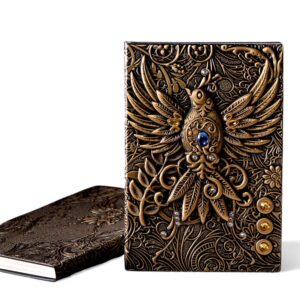 Cuaderno Vintage Relieve Fenix con Piedras Tapa Dura