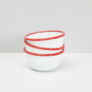 BOWL ENLOZADO 14x7 BLANCO BORDE ROJO WJ-207R3