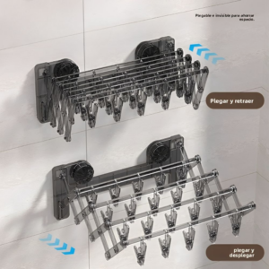 Perchero Retráctil para Calcetines Pared Sin Taladro - Colgador Plegable Ahorra Espacio BL702H10 - Imagen 4