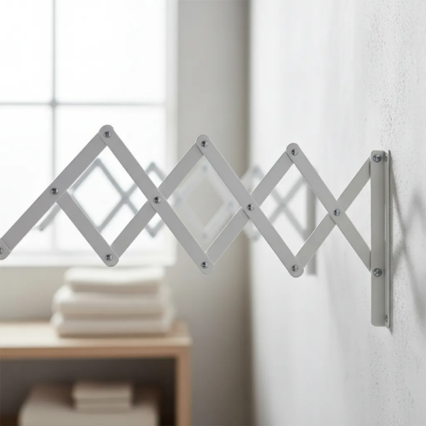 tender-extensible-de-pared-acordeón-80cm---perchero-de-acero-para-ropa-y-toallas-bj104d20-2 Tender Extensible de Pared Acordeón 80cm - Perchero de Acero para Ropa y Toallas BJ104D20 - Imagen 2