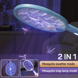 Raqueta recargable mata mosquitos 2 en 1 con luz violeta - Imagen 3