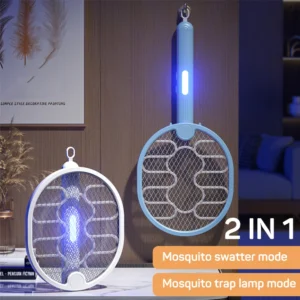 Raqueta recargable mata mosquitos 2 en 1 con luz violeta