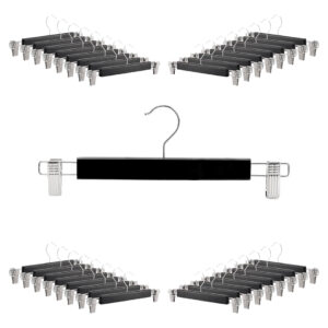 Perchas De Madera Negra Blanco Con Broches Para Pantalon - vista 5