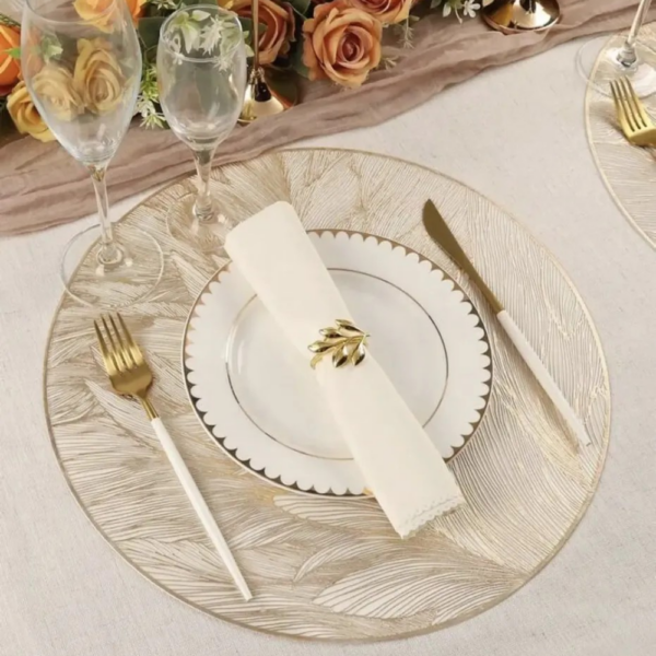 MANTEL INDIVIDUAL REDONDO DORADO/PLATEADO