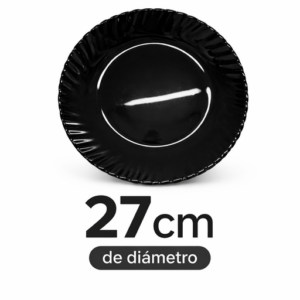 Plato de postre 27 cm negro, cerámica resistente, ideal para mesas elegantes