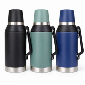 Termo 1L con Vaso y Bombilla - Acero Inoxidable, Colores Variados, Ideal para Viajes