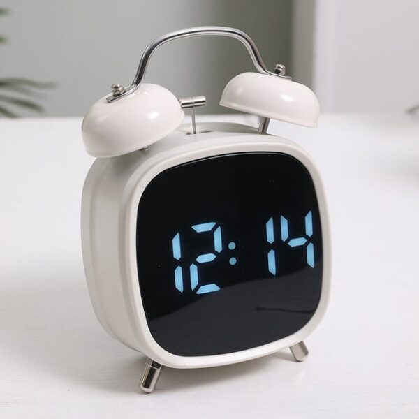 Reloj LED Campana Grande Blanco con Alarma Digital para Decoración Moderna