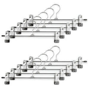Perchas de metal cromado con broches para pantalones, 35 cm, diseño práctico y elegante.