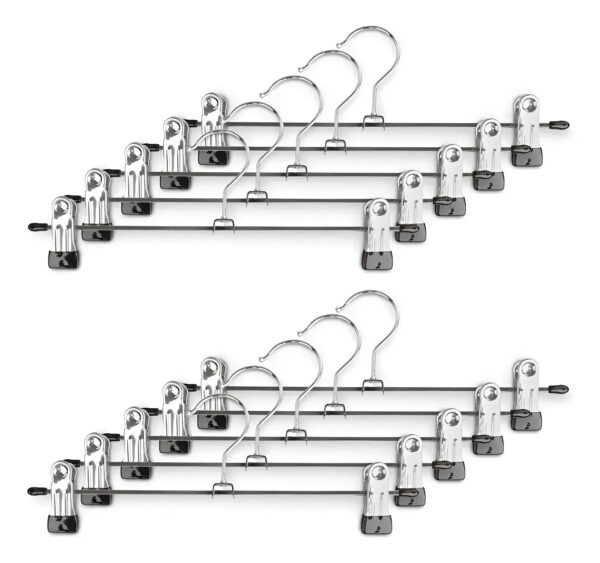 percha-de-metal-cromada-con-broches-para-pantalones-35cm-5 Perchas de metal cromado con broches para pantalones, 35 cm, diseño práctico y elegante.