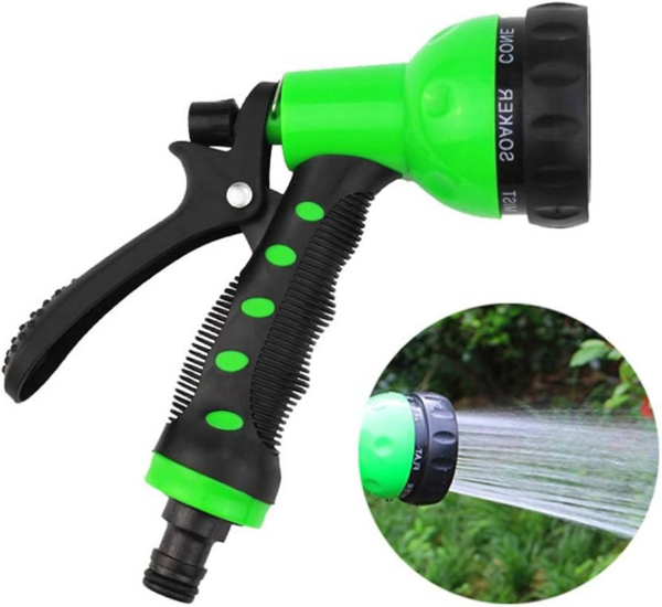 Pistola de riego de jardín alta presión verde, ajuste de chorros, ergonómica