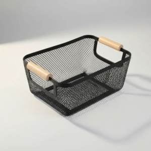 Canastro metal con Asa de madera 30x13x22CM rm45-15 - Imagen 3