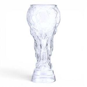 Vaso De Cerveza Para Fanáticos Diseño Trofeo Mundial Blanco Transparente 450ml - Imagen 2