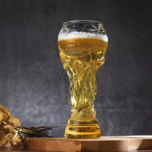 Vaso De Cerveza Para Fanáticos Diseño Trofeo Mundial Blanco Transparente 450ml - Imagen 3