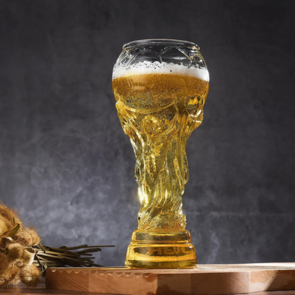 Vaso De Cerveza Para Fanáticos Diseño Trofeo Mundial Blanco Transparente 450ml - Imagen 3