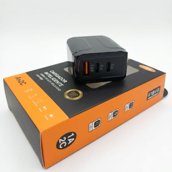 cargador-100w-inova-carga-rapida-2-tipo-c-+-usb-4 cargador 100w inova carga rapida 2 Tipo-c + Usb - Imagen 4