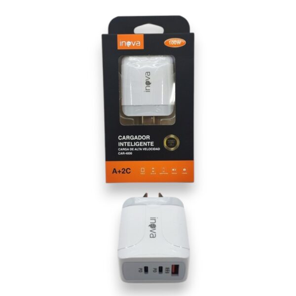 cargador 100w inova carga rapida 2 Tipo-c + Usb