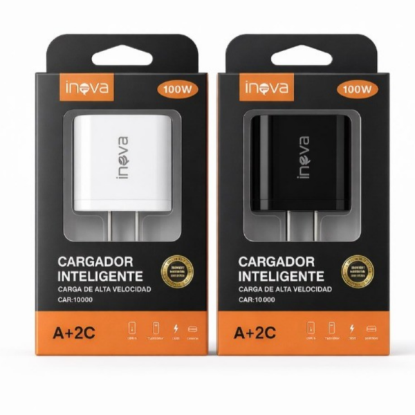 cargador-100w-inova-carga-rapida-2-tipo-c-+-usb-2 cargador 100w inova carga rapida 2 Tipo-c + Usb - Imagen 2