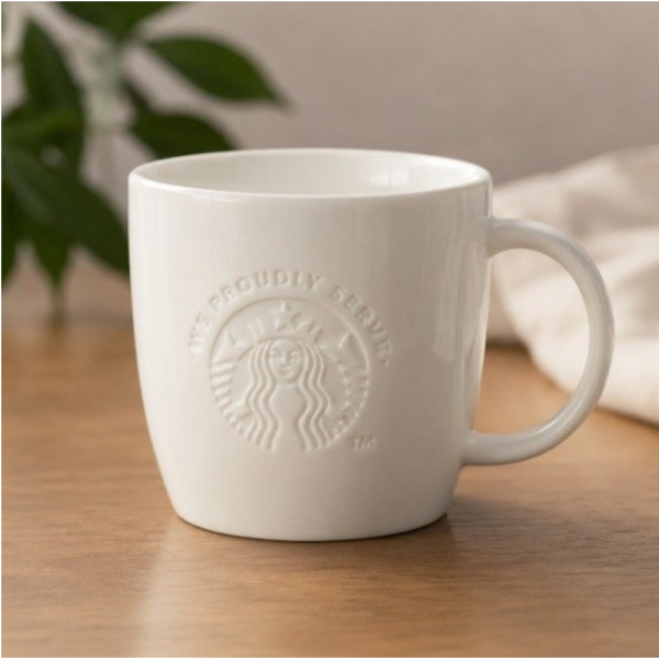 Taza Blanca Cerámica Starbucks frase "We Proudly Serve" - Imagen 2