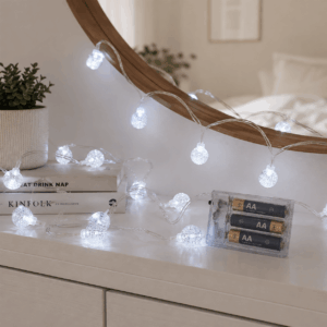 Luces bola burbuja 28 LED, luz blanca fría, a pilas - Imagen 2