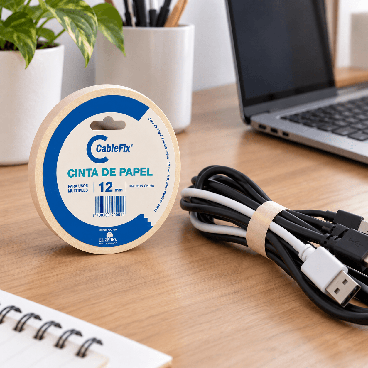 Cinta Adhesiva Papel Enmascarar Cablefix 12mm x 40m - Imagen 2
