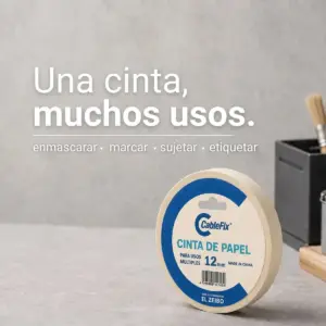Cinta Adhesiva Papel Enmascarar Cablefix 12mm x 40m