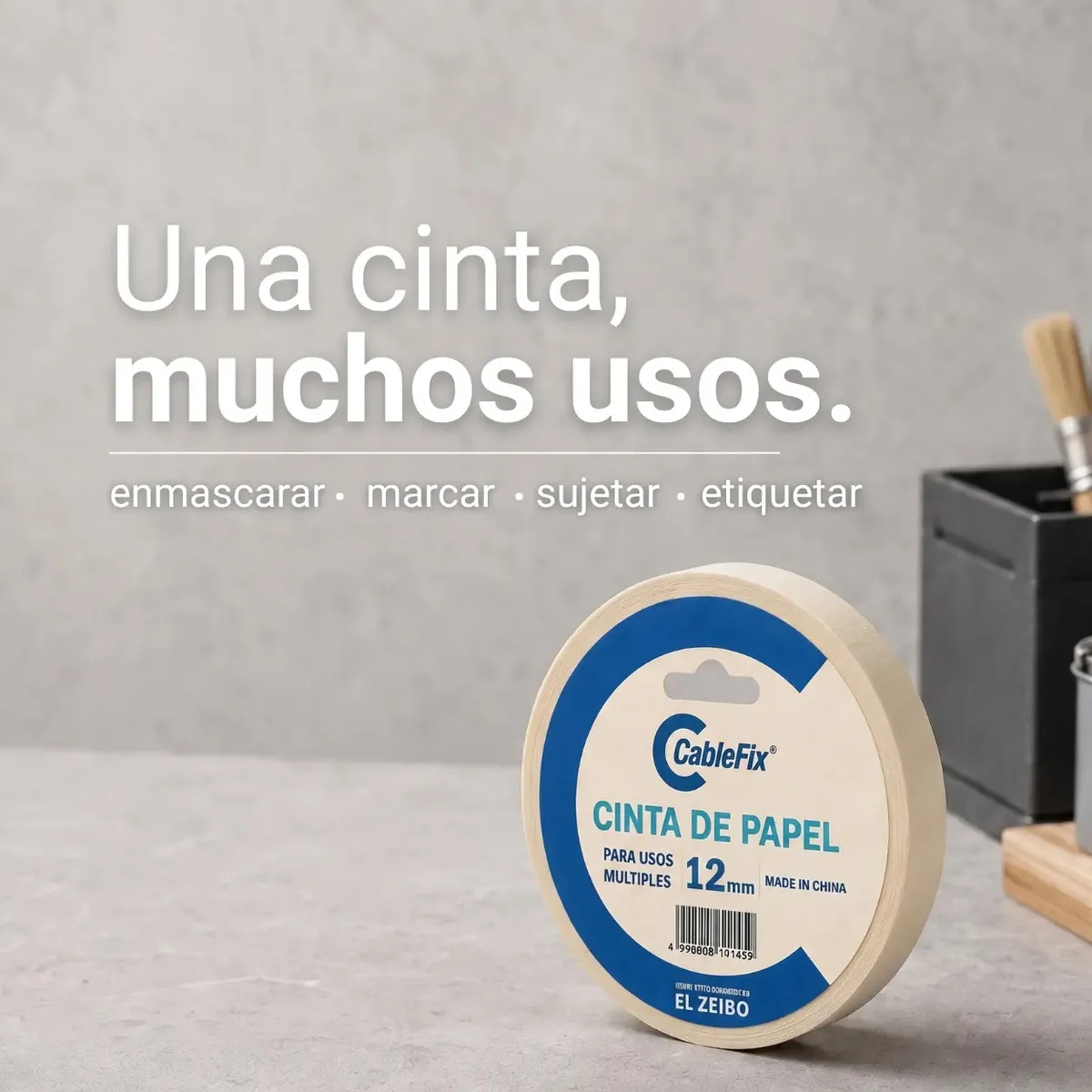 Cinta Adhesiva Papel Enmascarar Cablefix 12mm x 40m