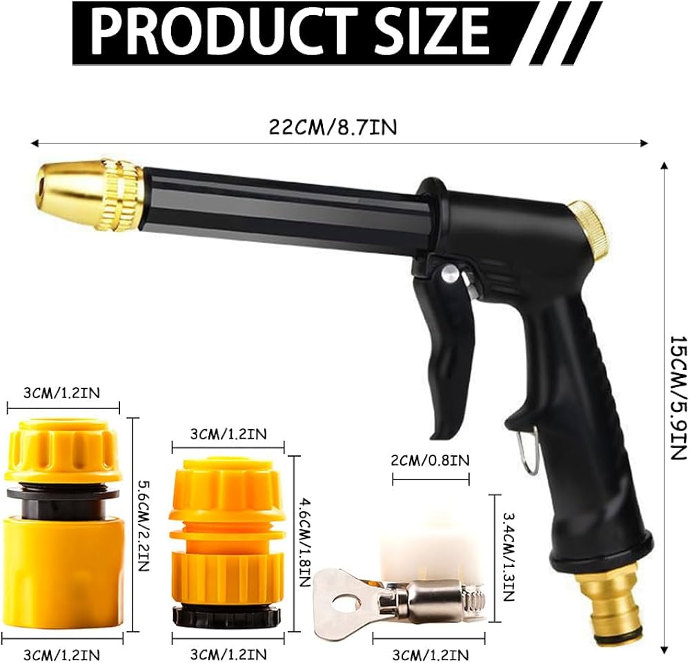 Pistola Riego Ajustable Presión Pico Lanza Jardín Adaptador
