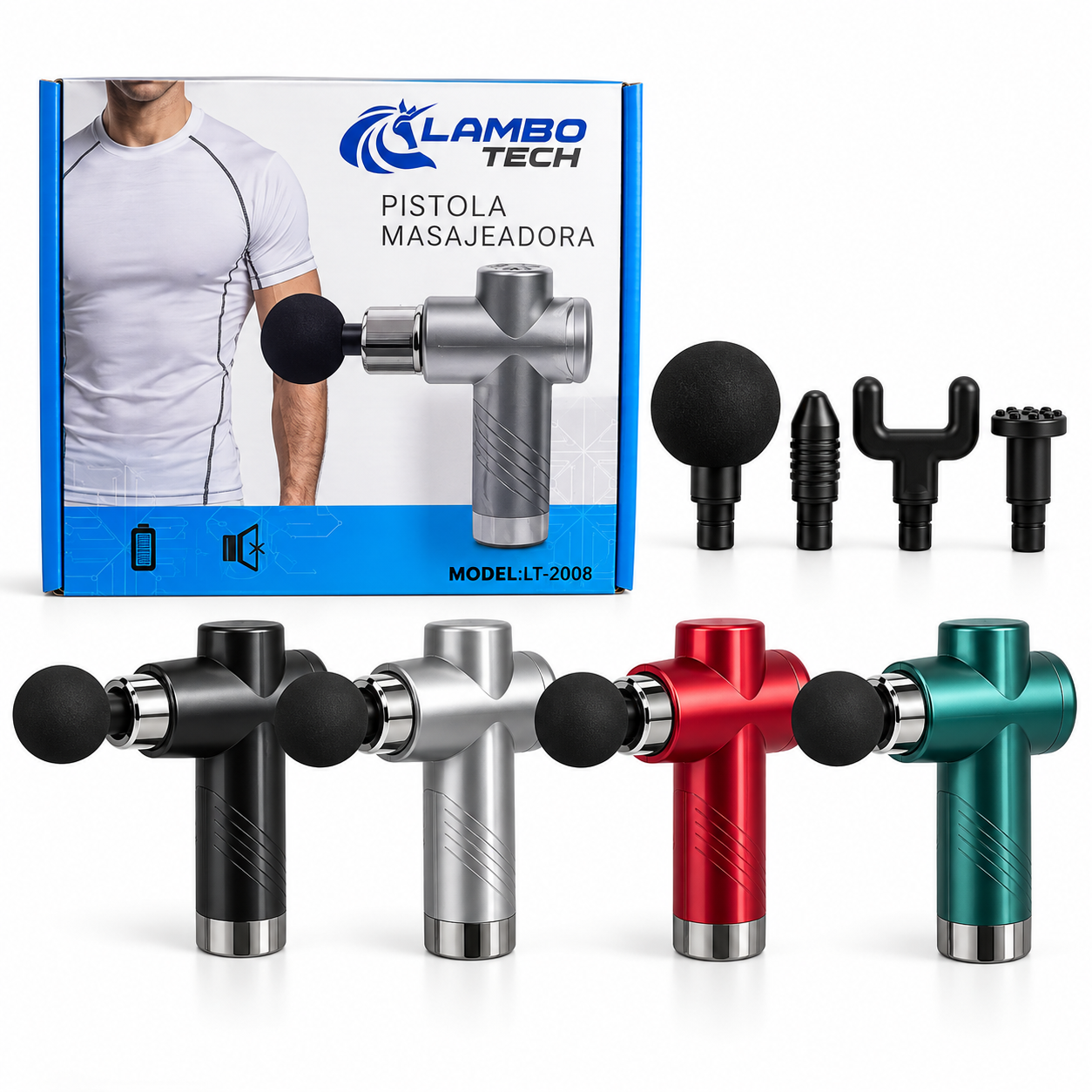 PISTOLA MASAJEADORA MUSCULAR RECARGABLE lambo tech