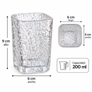 Set X6 Vasos de Vidrio Cuadrado Con Fondo Tornasol RM42-93 - Imagen 4
