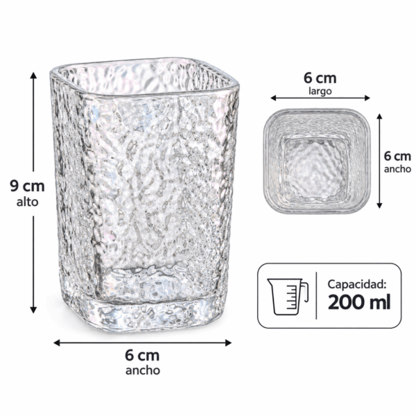 set-x6-vasos-de-vidrio-cuadrado-con-fondo-tornasol-rm42-93-4 Set X6 Vasos de Vidrio Cuadrado Con Fondo Tornasol RM42-93 - Imagen 4