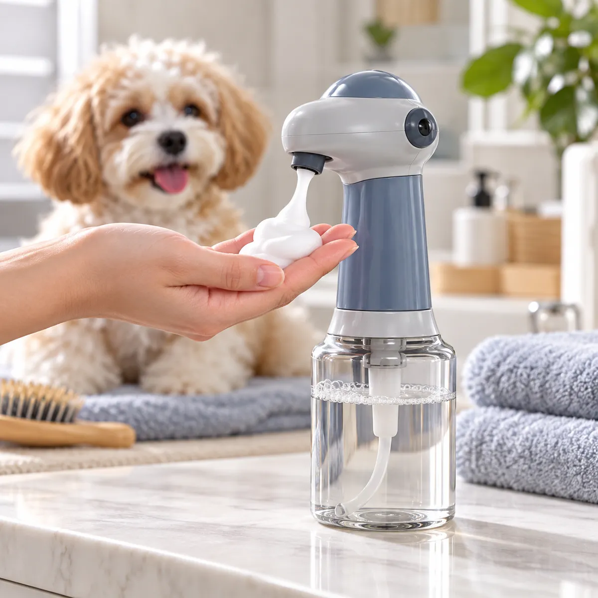 DISPENSER ELECTRICO DE JABON ESPUMA PARA MASCOTA RECARGABLE