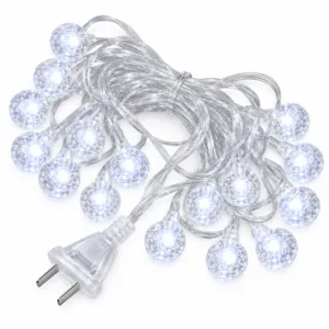 Guirnalda de Luces 28 BOLITAS CRISTAL ENCHUFE COLOR BLANCO - Imagen 5