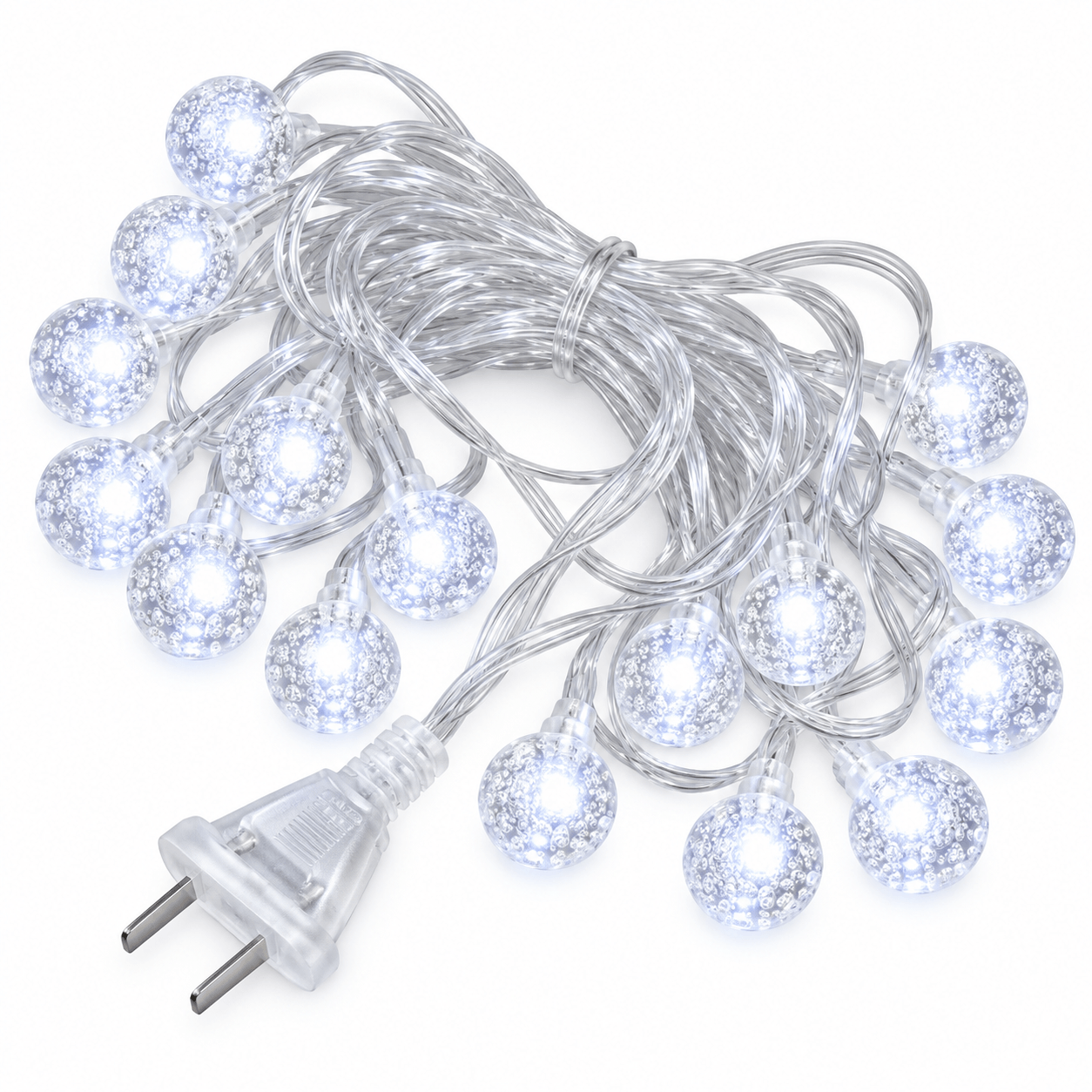 Guirnalda de Luces 28 BOLITAS CRISTAL ENCHUFE COLOR BLANCO - Imagen 5