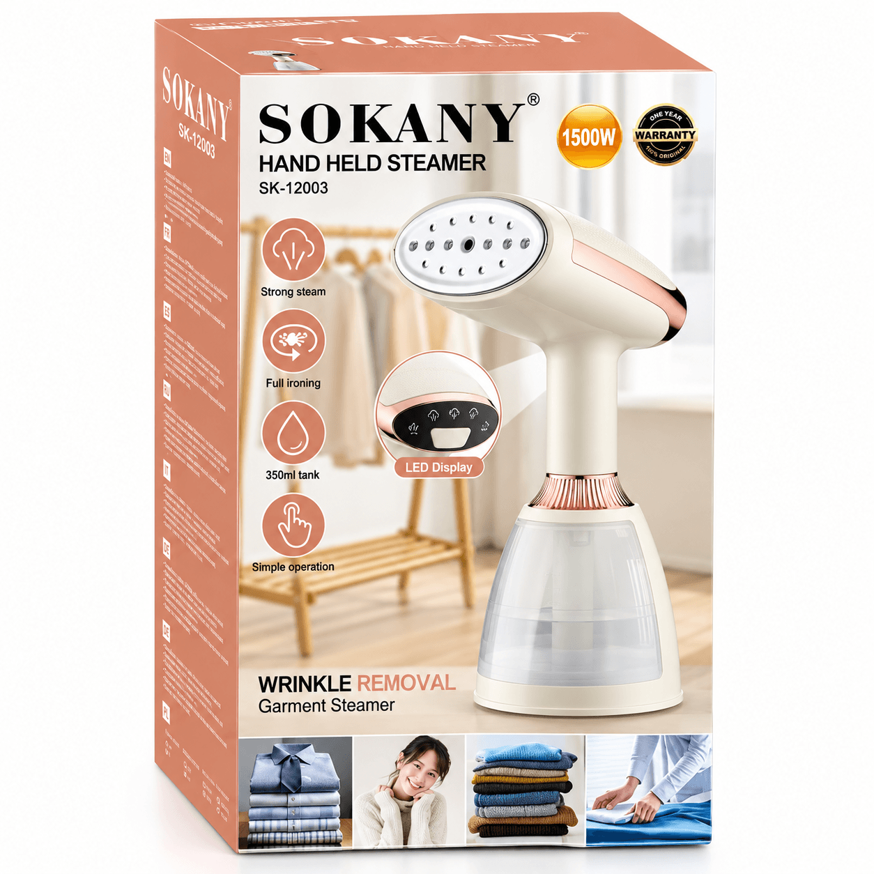 PLANCHA A VAPOR VERTICAL DE MANO SOKANY 260ML 1500W - Imagen 7